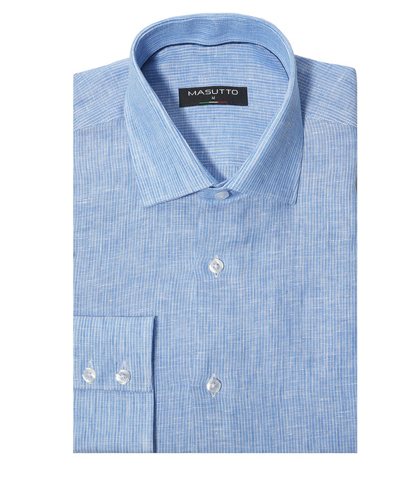 MASUTTO AJ/02 LINEN LONG SLEEVE BUTTON DOWN SHIRT