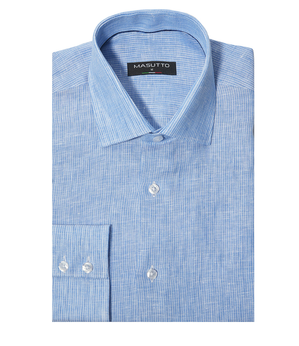 MASUTTO AJ/02 LINEN LONG SLEEVE BUTTON DOWN SHIRT