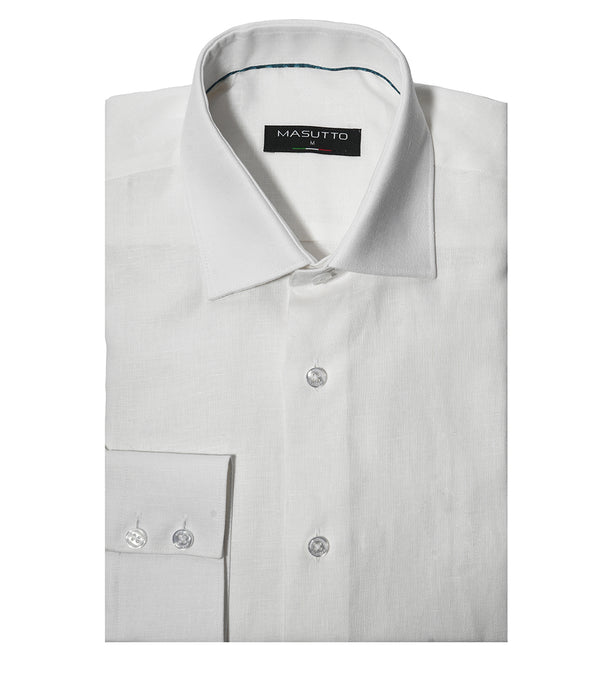 MASUTTO AJ/05 LINEN LONG SLEEVE BUTTON DOWN SHIRT