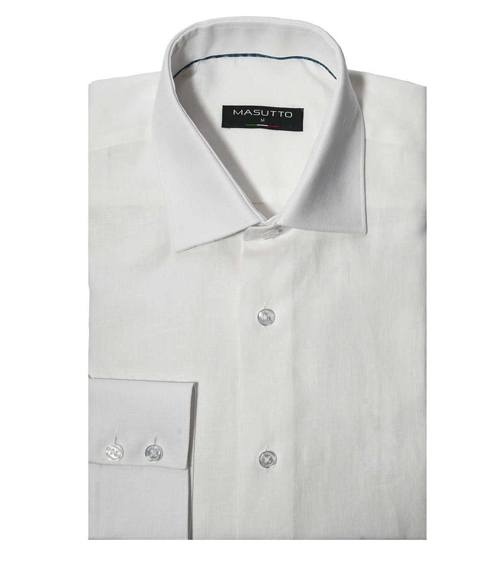 MASUTTO AJ/05 LINEN LONG SLEEVE BUTTON DOWN SHIRT