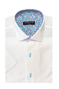 MASUTTO ALBERTA/05 SHORT SLEEVE BUTTON DOWN SHIRT