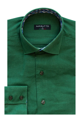 MASUTTO DELLA/08 LINEN LONG SLEEVE BUTTON DOWN SHIRT