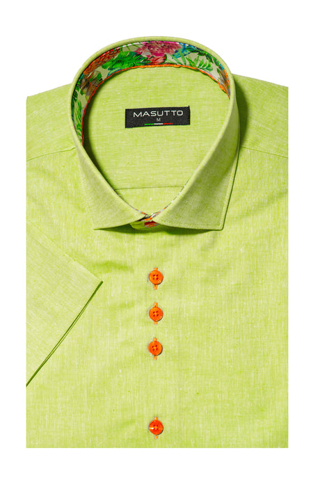 MASUTTO LAZIO/03 SHORT SLEEVE BUTTON DOWN SHIRT