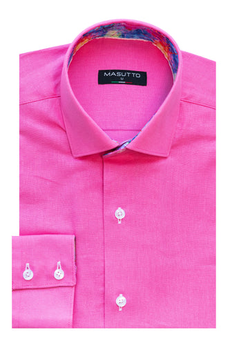 MASUTTO LIN/52 LINEN LONG SLEEVE BUTTON DOWN SHIRT