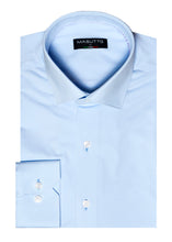 Load image into Gallery viewer, Light blue dress shirt with collar tag displaying 'MASUTTO' on a white background