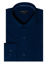 Load image into Gallery viewer, Navy blue shirt with 'MASUTTO' label on a white background