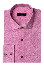 Load image into Gallery viewer, Pink patterned shirt with a visible Masutto brand label on a white background