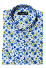 Load image into Gallery viewer, Floral patterned shirt with collar and 'MASU' label on a white background