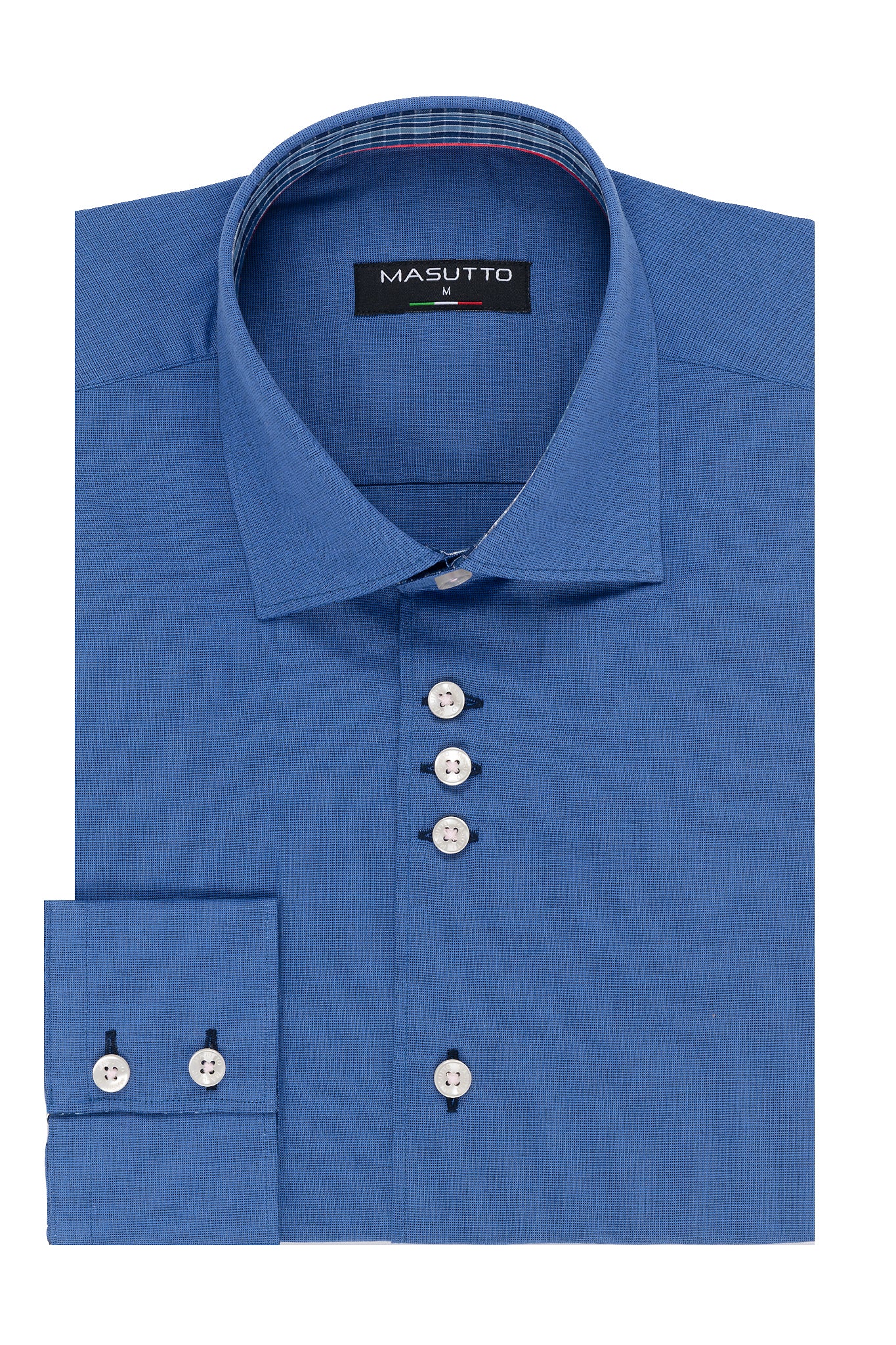 MASUTTO BLUE SOLID KOPEL/92 BUTTON DOWN SHIRT