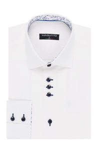 MASUTTO WHITE MALDINI/05 LINEN BUTTON DOWN SHIRT