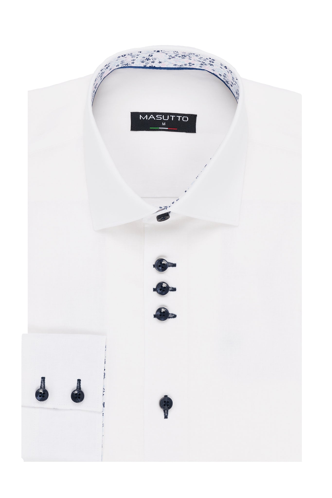 MASUTTO WHITE MALDINI/05 LINEN BUTTON DOWN SHIRT