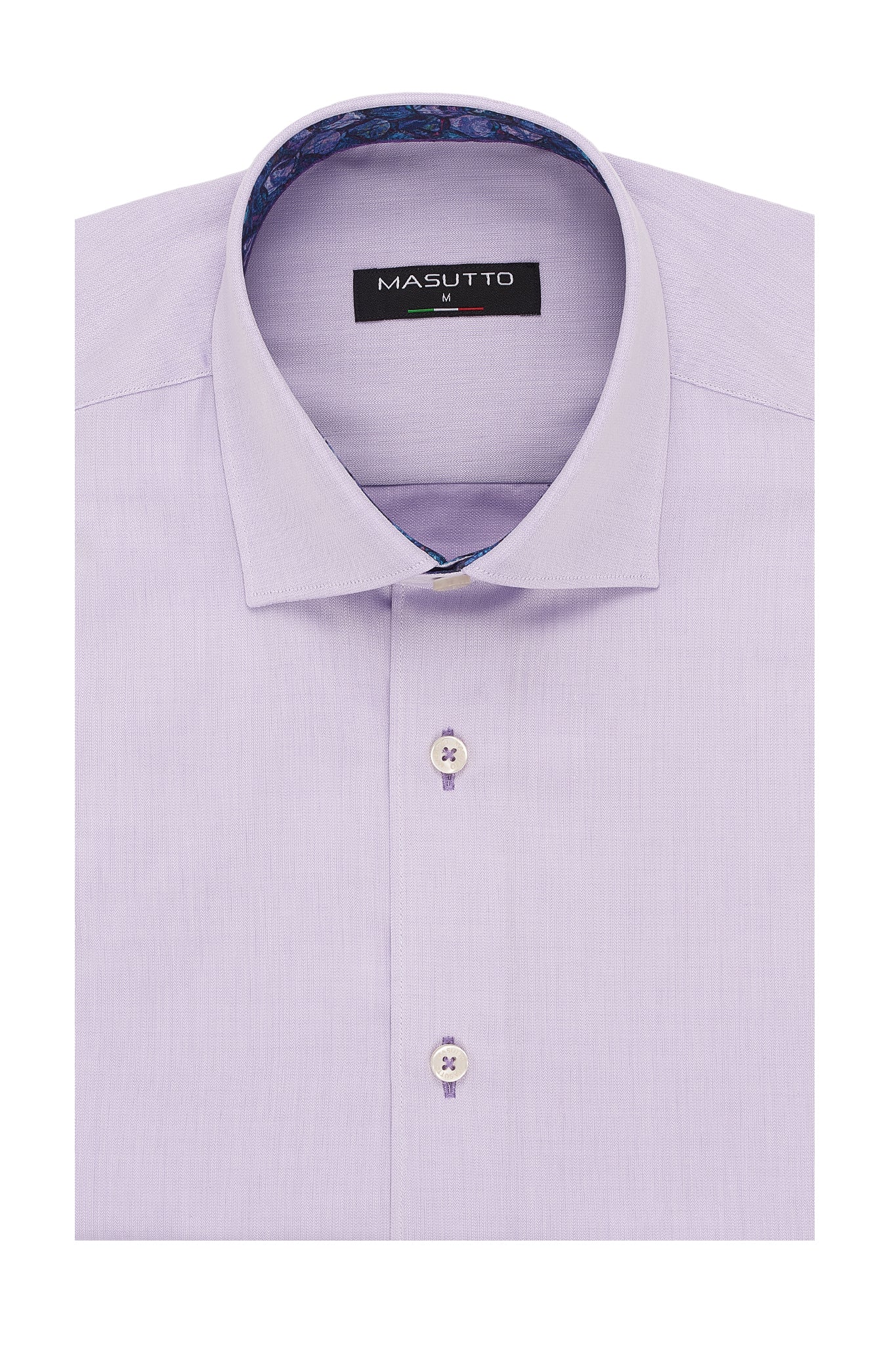 MASUTTO PURPLE SATIN MANILA SHORT SLEEVE BUTTON DOWN SHIRT