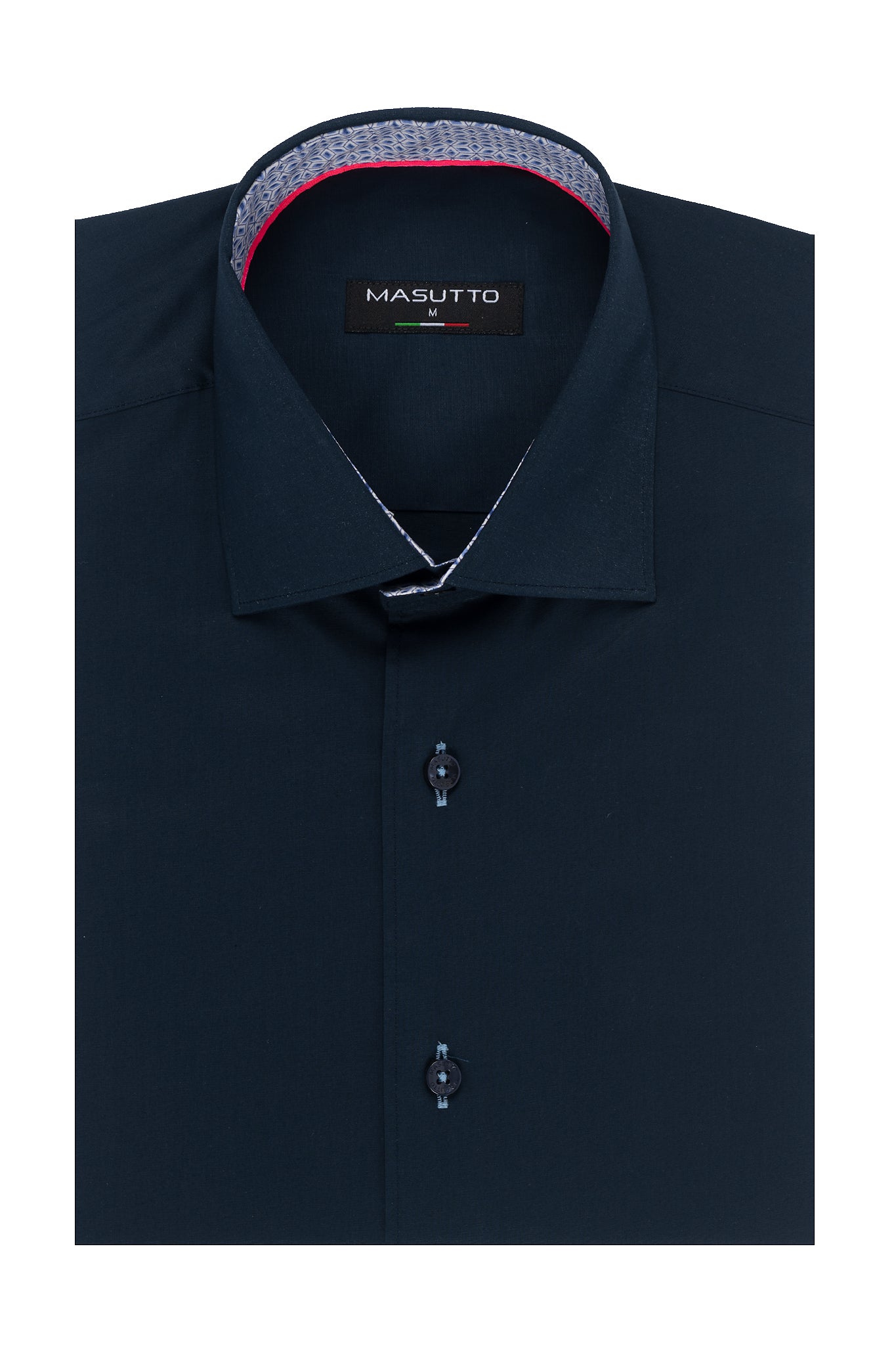 MASUTTO NAVY BLUE TAL/92 SHORT SLEEVE BUTTON DOWN SHIRT